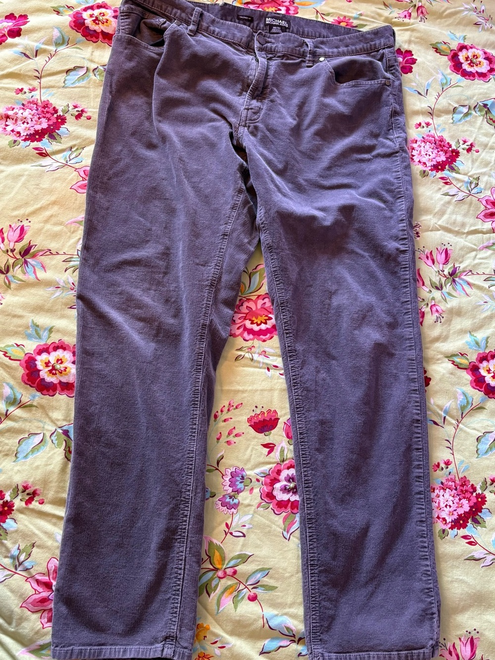 Michael Kors tailored fit straight leg gray corduroy pants W36 L32 GUC